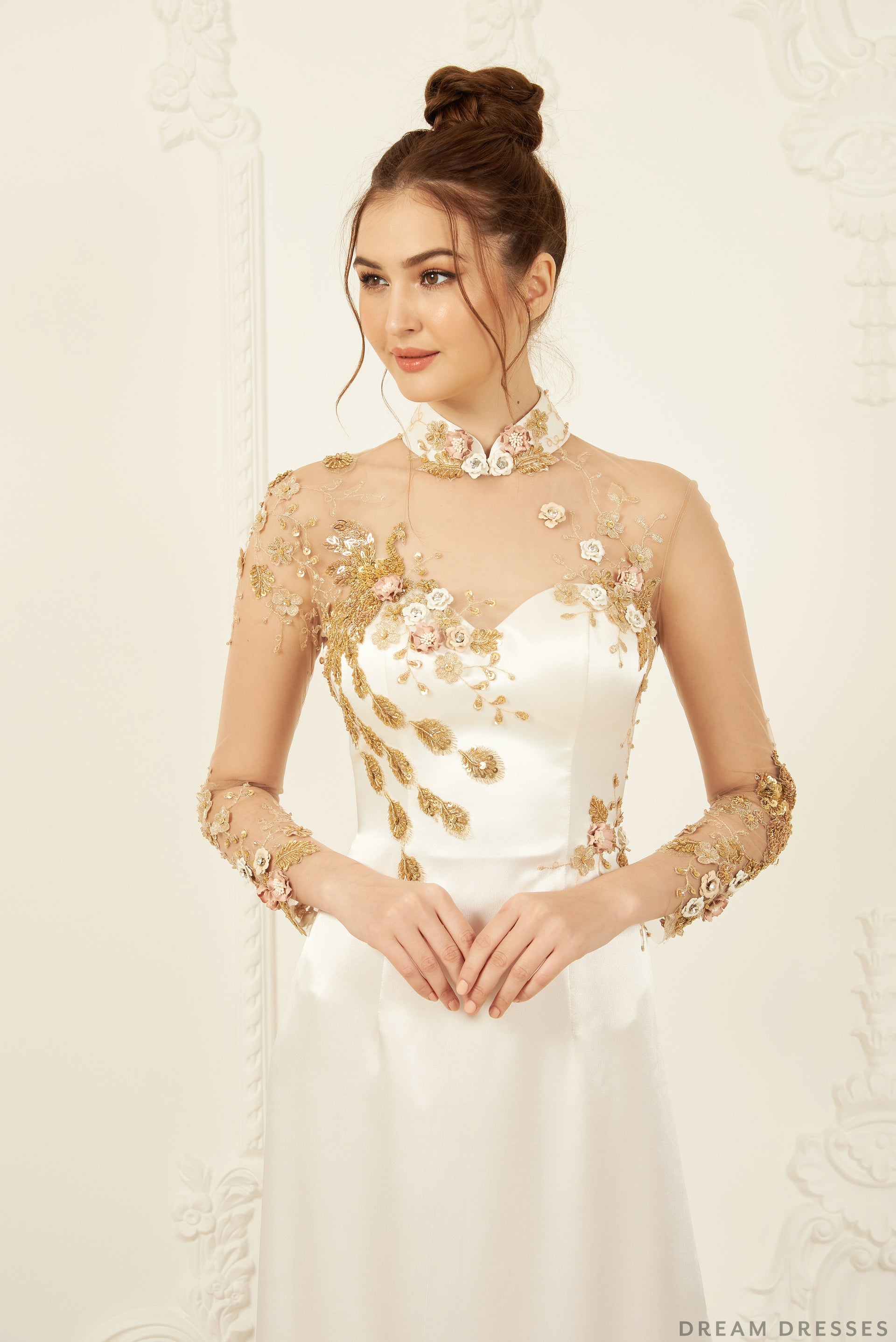 Embellished Bridal Ao Dai | Custom Made Vietnamese Bridal Dress (#ELVERA) - Dream Dresses by P.M.N.