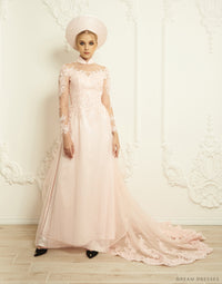Blush Pink Bridal Ao Dai | Modern Vietnamese Bridal Dress (#EVIE) - Dream Dresses by P.M.N.