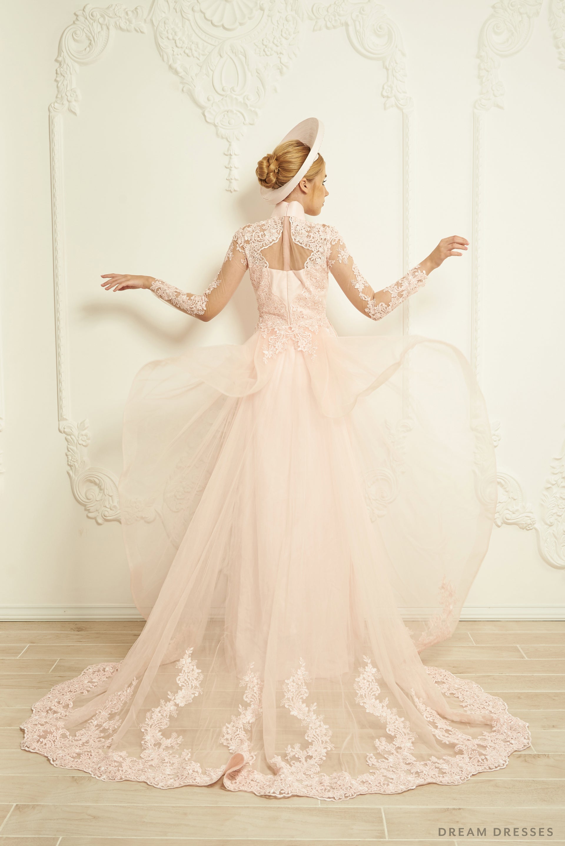 Blush Pink Bridal Ao Dai | Modern Vietnamese Bridal Dress (#EVIE) - Dream Dresses by P.M.N.