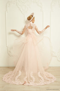 Blush Pink Bridal Ao Dai | Modern Vietnamese Bridal Dress (#EVIE) - Dream Dresses by P.M.N.