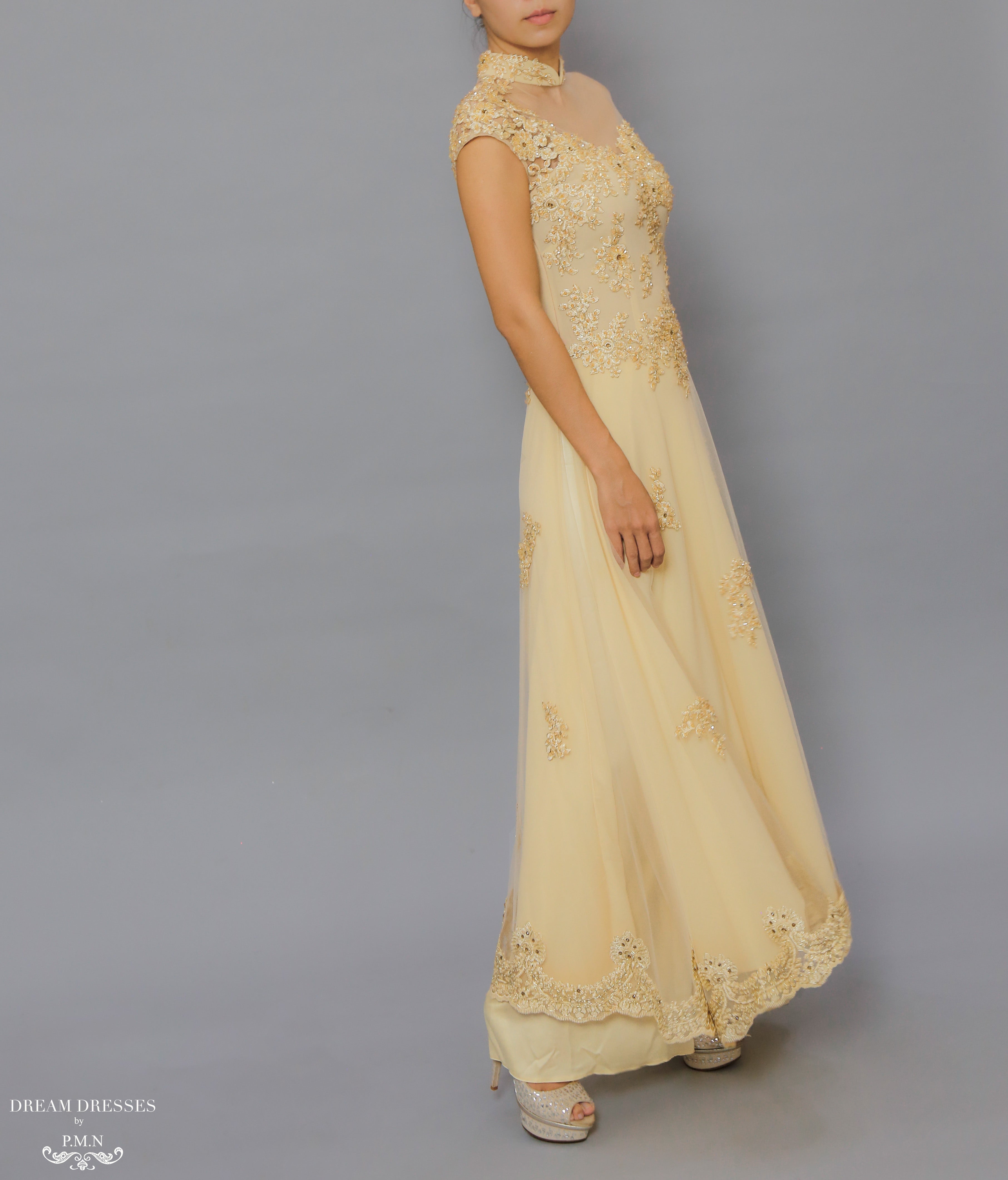 Gold Bridal Ao Dai | Custom Made Vietnamese Bridal Dress (#FLORENCE)