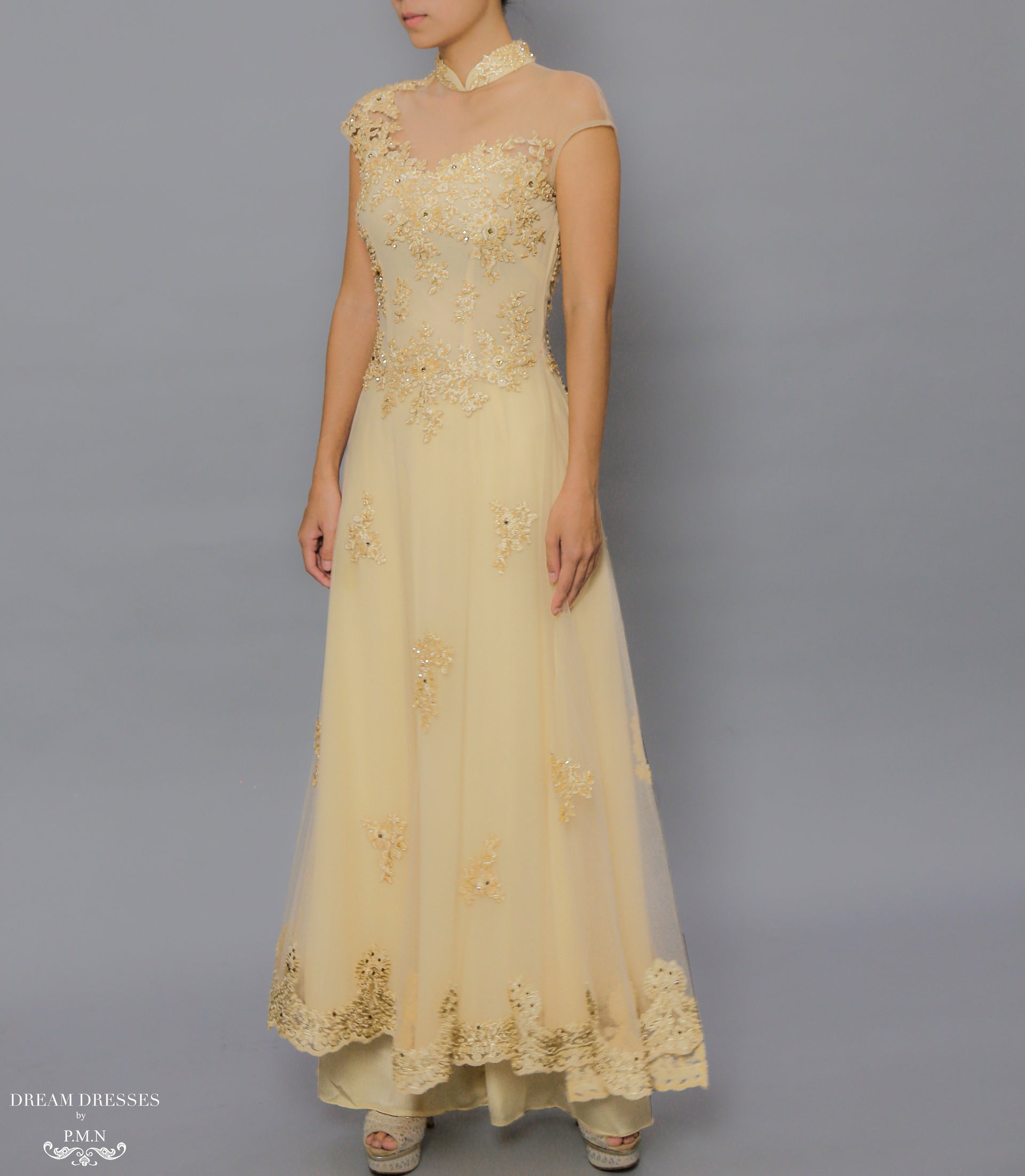 Gold Bridal Ao Dai | Custom Made Vietnamese Bridal Dress (#FLORENCE) - Dream Dresses by P.M.N.