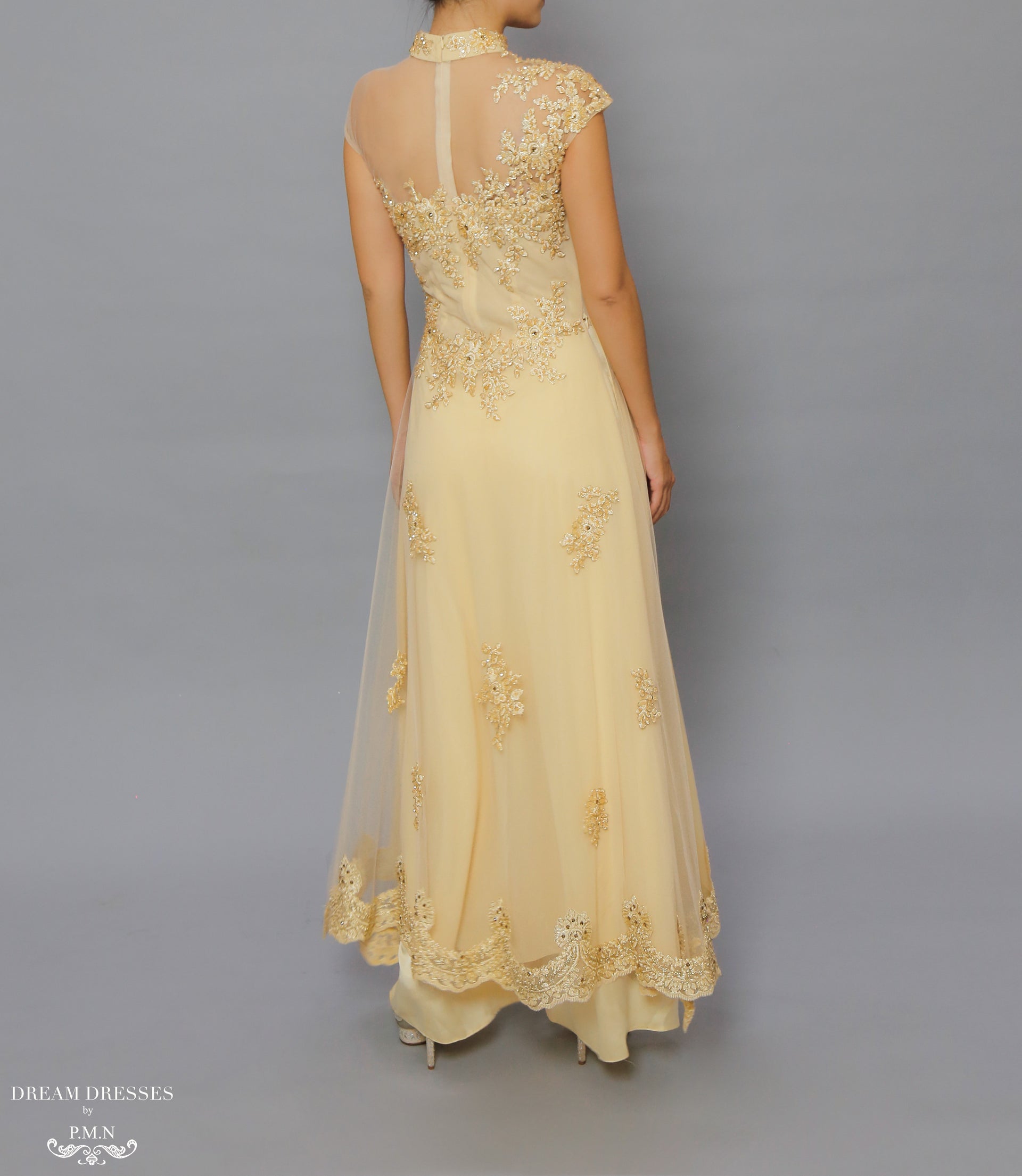 Gold Bridal Ao Dai | Custom Made Vietnamese Bridal Dress (#FLORENCE) - Dream Dresses by P.M.N.