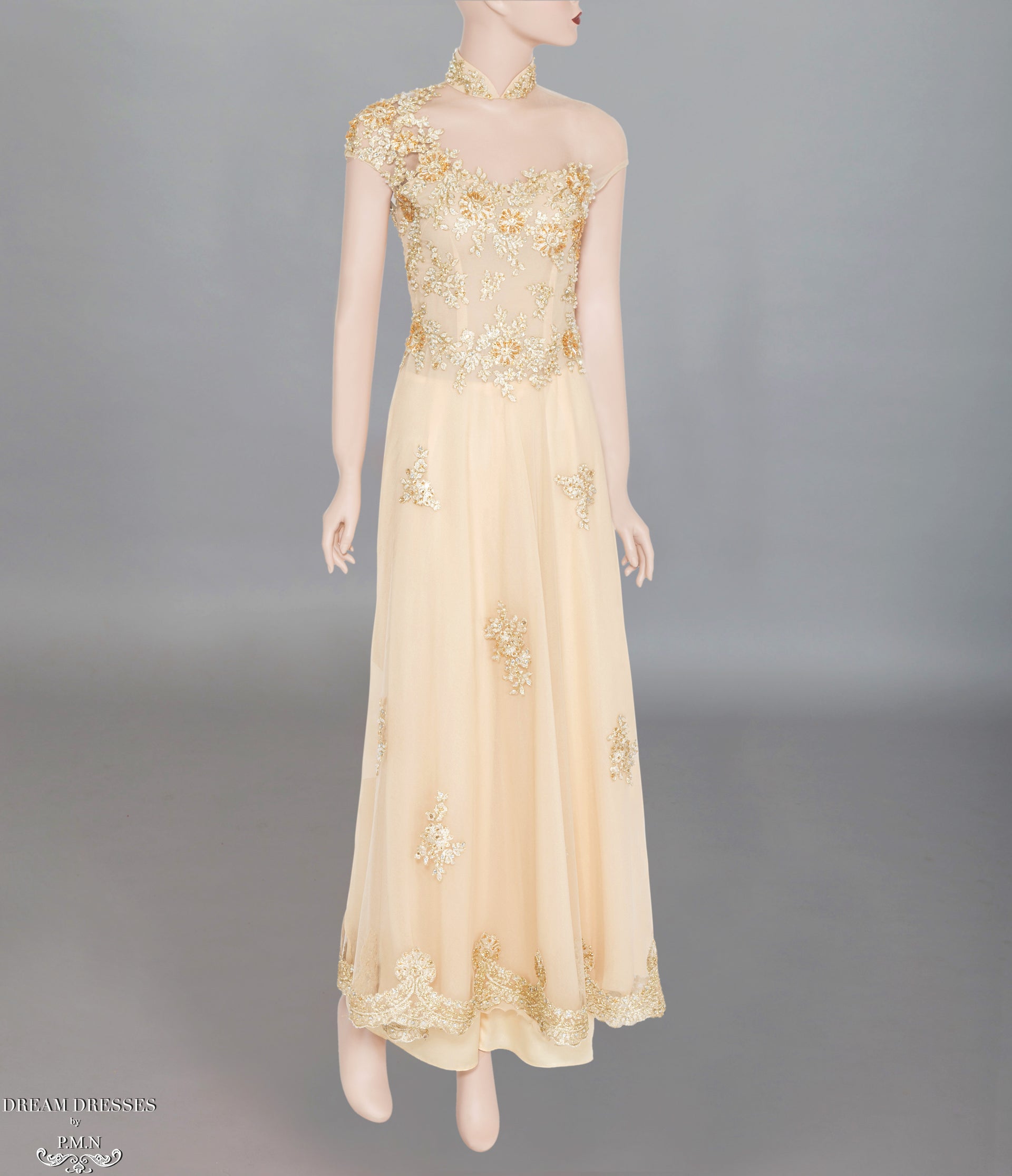 Gold Bridal Ao Dai | Custom Made Vietnamese Bridal Dress (#FLORENCE) - Dream Dresses by P.M.N.
