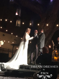 Long Sleeve Wedding Dress With Lace Top (#SS16101) - Dream Dresses by P.M.N
 - 8