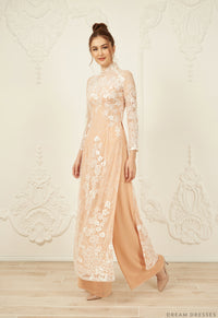 Lace Bridal Ao Dai | Traditional Vietnamese Bridal Dress (#FIA) - Dream Dresses by P.M.N.