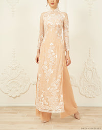 Lace Bridal Ao Dai | Traditional Vietnamese Bridal Dress (#FIA) - Dream Dresses by P.M.N.