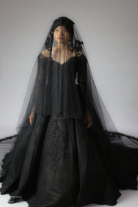 Black Cathedral Wedding Veil (#Galena) - Dream Dresses by P.M.N.