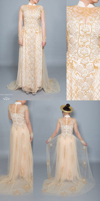 Gold Bridal Ao Dai | Vietnamese Bridal Dress with Embellishment (#HELGA) - Dream Dresses by P.M.N.