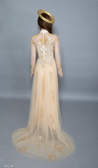 Gold Bridal Ao Dai | Vietnamese Bridal Dress with Embellishment (#HELGA) - Dream Dresses by P.M.N.