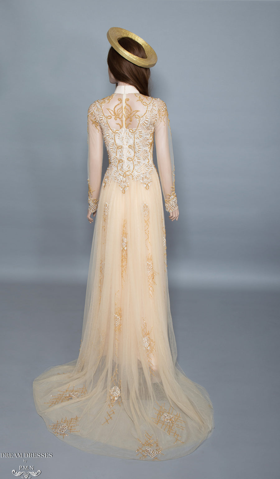 Gold Bridal Ao Dai | Vietnamese Bridal Dress with Embellishment (#HELGA) - Dream Dresses by P.M.N.