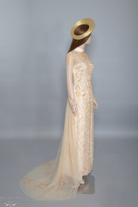 Gold Bridal Ao Dai | Vietnamese Bridal Dress with Embellishment (#HELGA) - Dream Dresses by P.M.N.