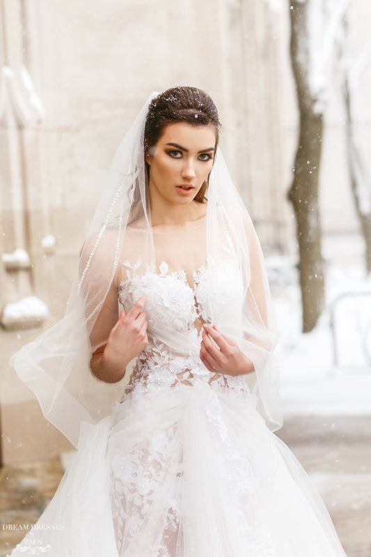Embellished Fingertip Veil (#Hayley) - Dream Dresses by P.M.N.