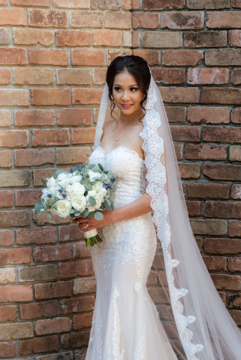 Cathedral Bridal Veil With Lace Trim Edge (#Helaine)