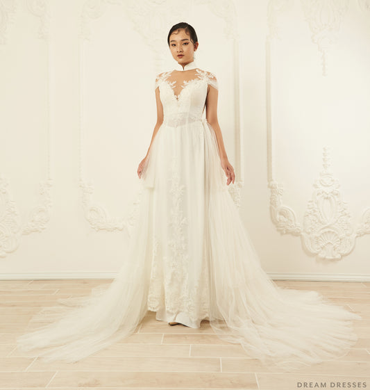 Detachable Tiered Bridal Overskirt (# Nellie) - Dream Dresses by P.M.N.