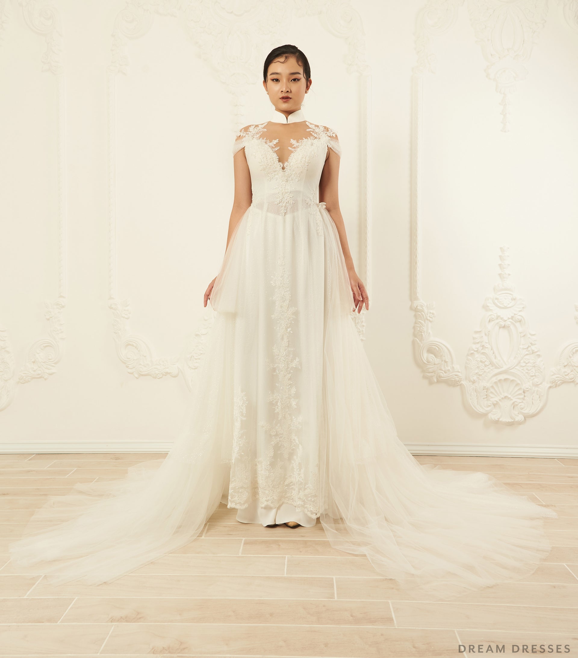 White Bridal Ao Dai | Modern Vietnamese Wedding Dress (#ILIANA) - Dream Dresses by P.M.N.