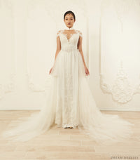 White Bridal Ao Dai | Modern Vietnamese Wedding Dress (#ILIANA) - Dream Dresses by P.M.N.