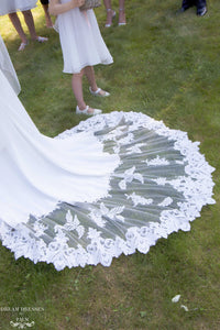 Crepe and Lace Wedding Dress (#Jeanna) - Dream Dresses by P.M.N.