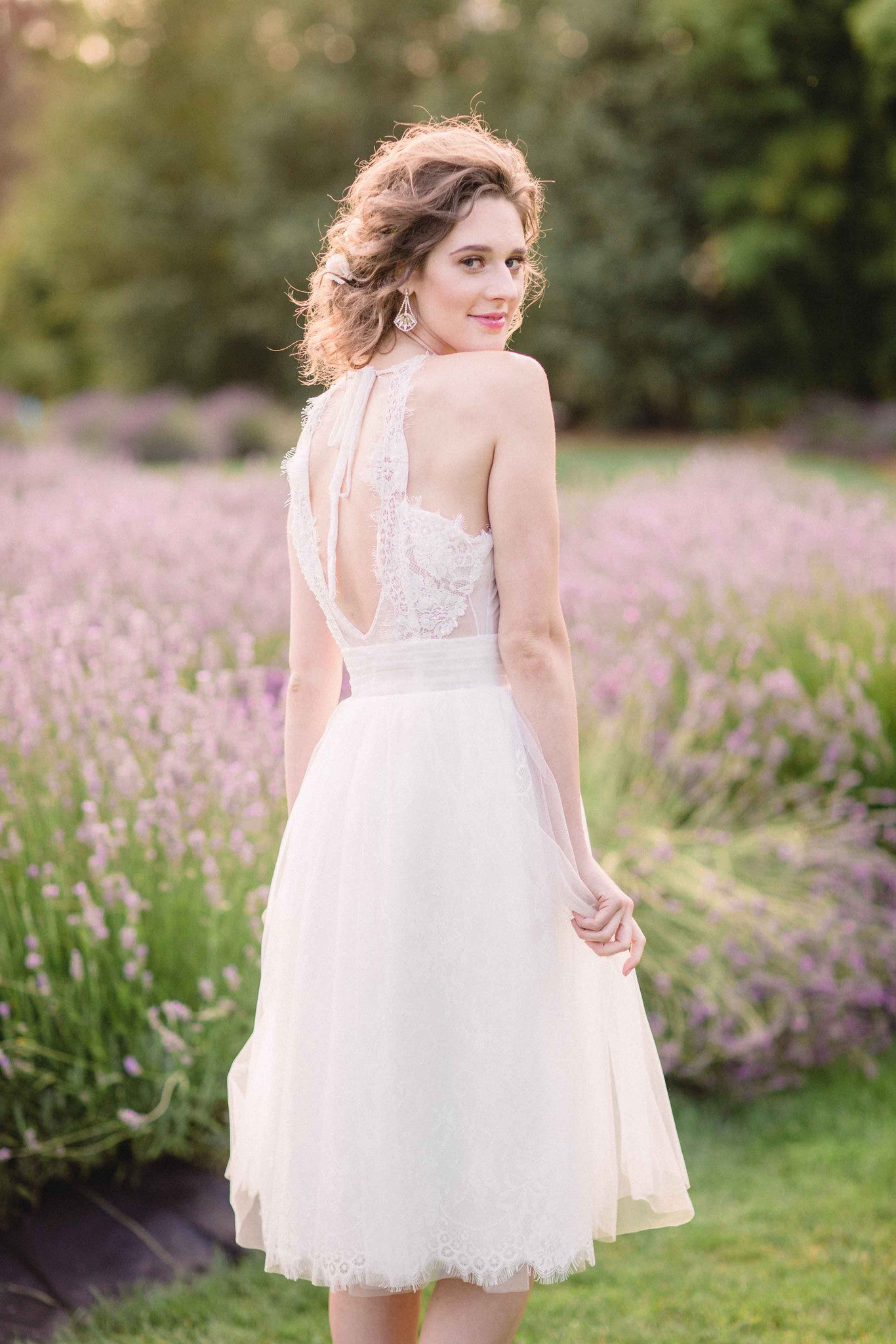 Bohemian tea length wedding sales dress