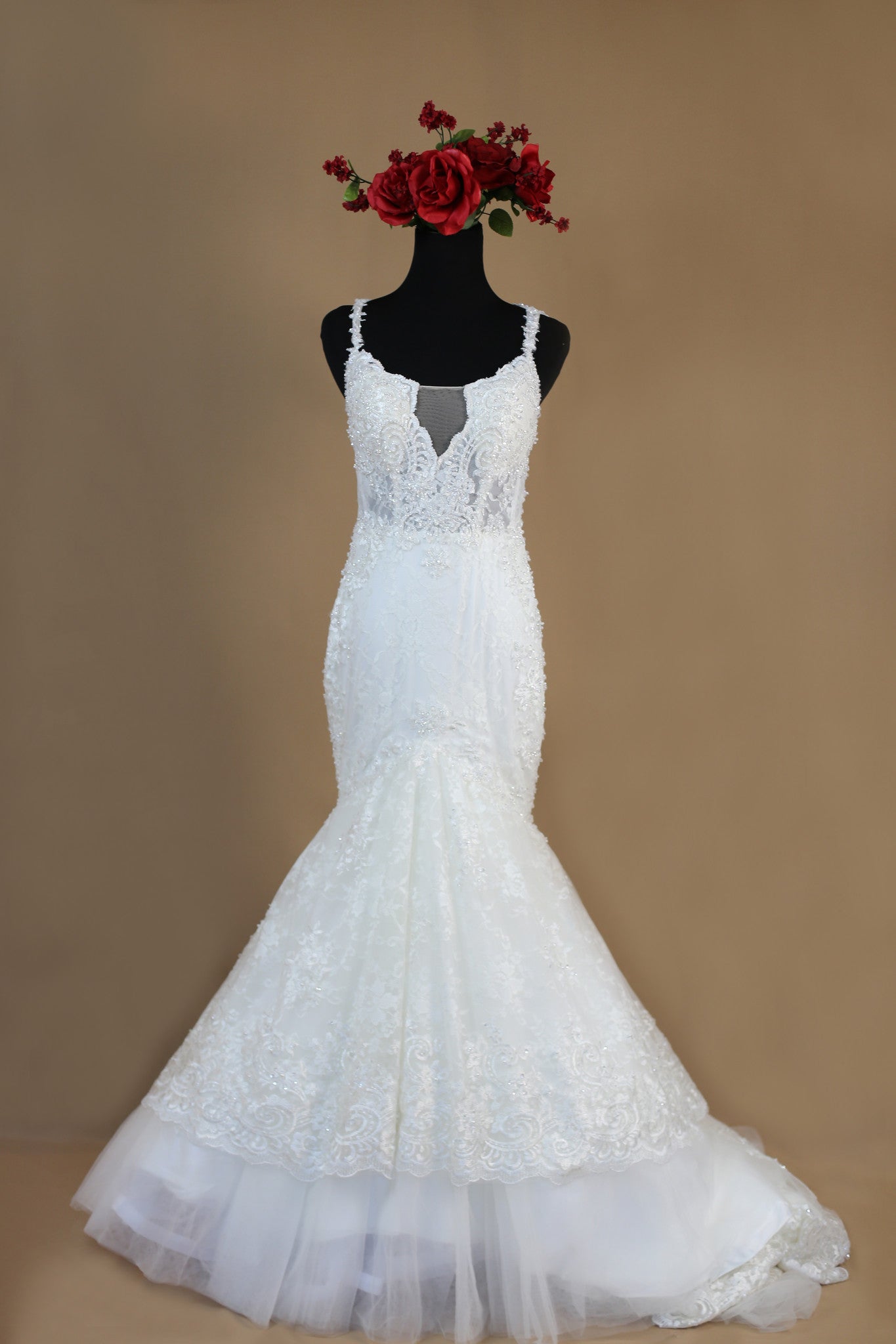 Lace Trumpet Wedding Dress (Style # PB148) - Dream Dresses by P.M.N
 - 7