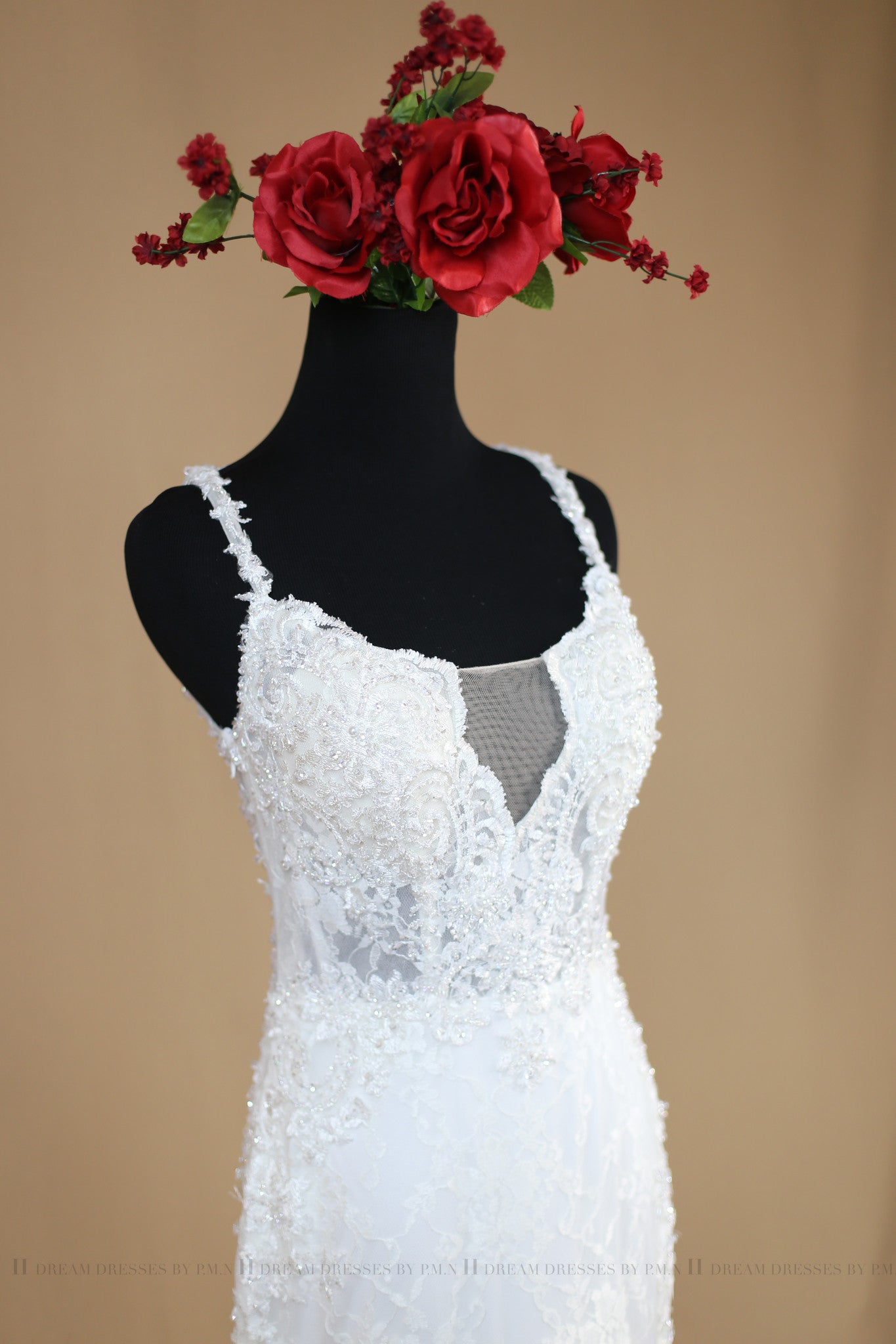 Lace Trumpet Wedding Dress (Style # PB148) - Dream Dresses by P.M.N
 - 8