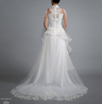 White Bridal Ao Dai | Vietnamese Bridal Dress with Embellishment (#LACINA) - Dream Dresses by P.M.N.