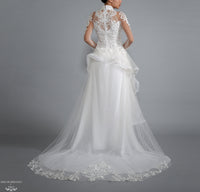 White Bridal Ao Dai | Vietnamese Bridal Dress with Embellishment (#LACINA) - Dream Dresses by P.M.N.