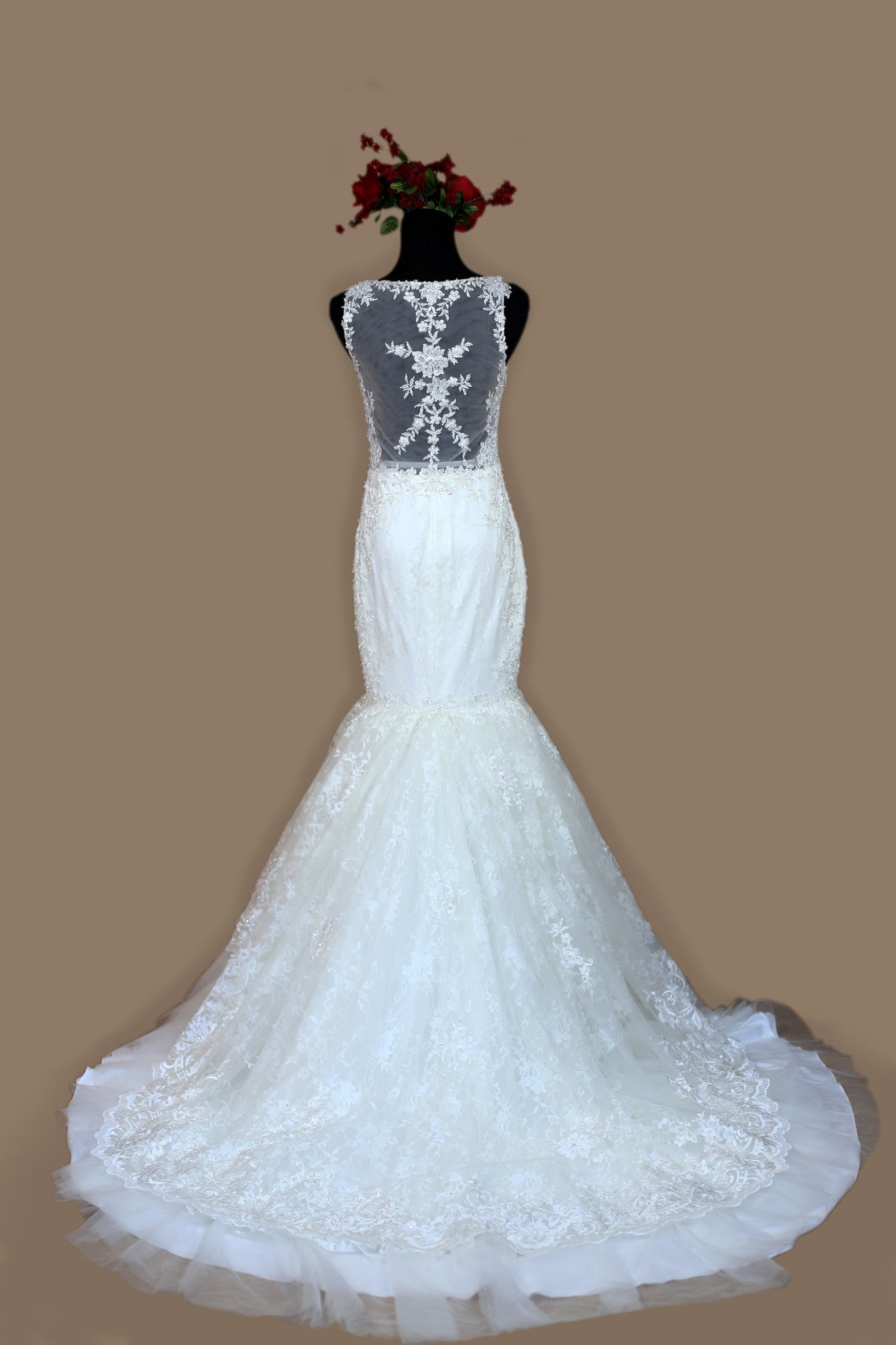Lace Trumpet Wedding Dress (Style # PB148) - Dream Dresses by P.M.N
 - 11