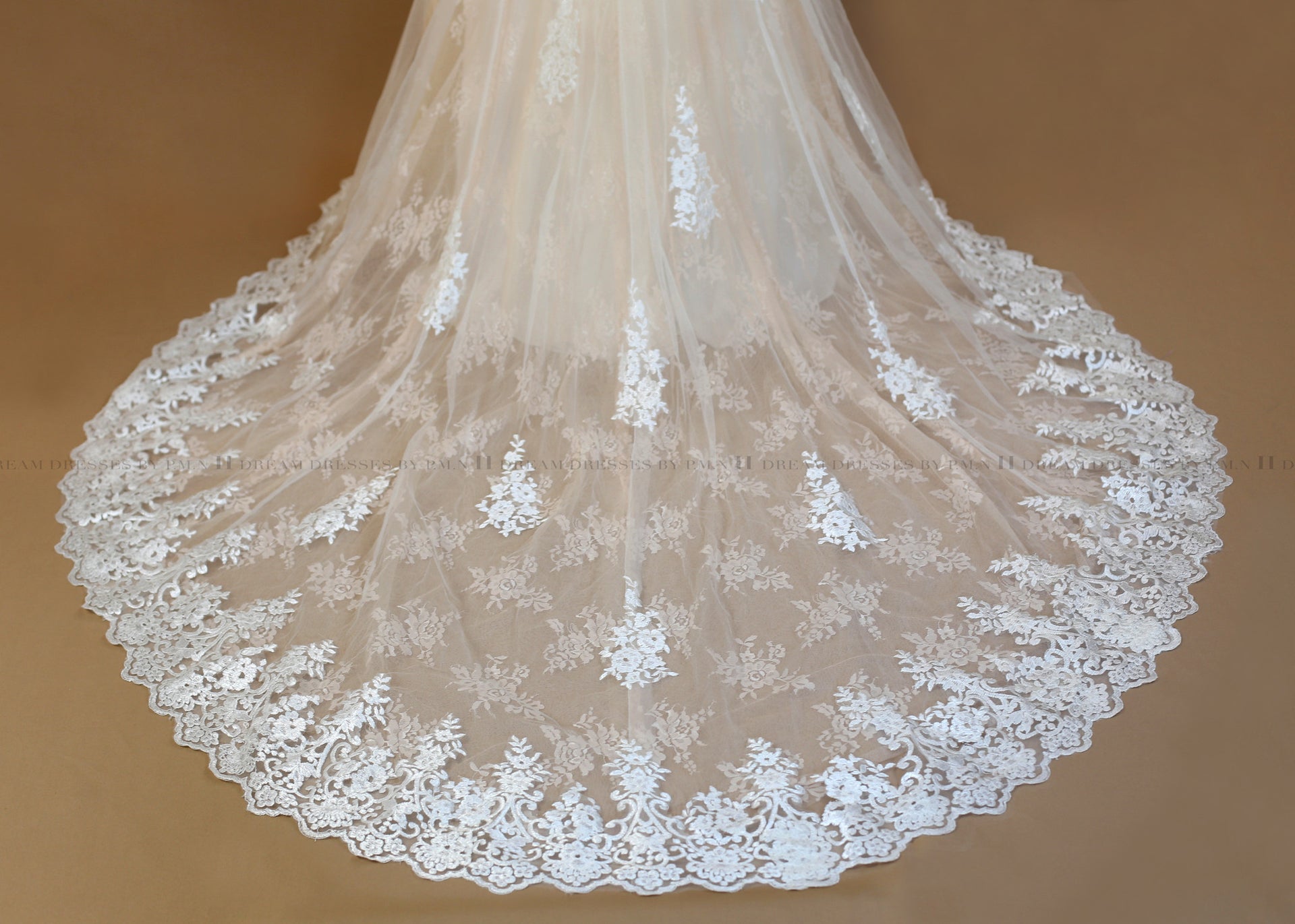 Blush Pink Ivory Lace Mermaid Wedding Dress With Removable Straps (#Nicole) - Dream Dresses by P.M.N
 - 11