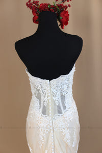 Blush Pink Ivory Lace Mermaid Wedding Dress With Removable Straps (#Nicole) - Dream Dresses by P.M.N
 - 7