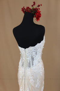 Blush Pink Ivory Lace Mermaid Wedding Dress With Removable Straps (#Nicole) - Dream Dresses by P.M.N
 - 6