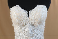 Blush Pink Ivory Lace Mermaid Wedding Dress With Removable Straps (#Nicole) - Dream Dresses by P.M.N
 - 8