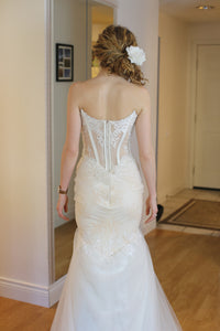 Sheer Bodice Trumpet Wedding Dress (Style # BETTY PB147) - Dream Dresses by P.M.N
 - 7