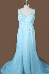 Aqua Mermaid Wedding Dress with Illusion Back (#JUDY) - Dream Dresses by P.M.N
 - 7