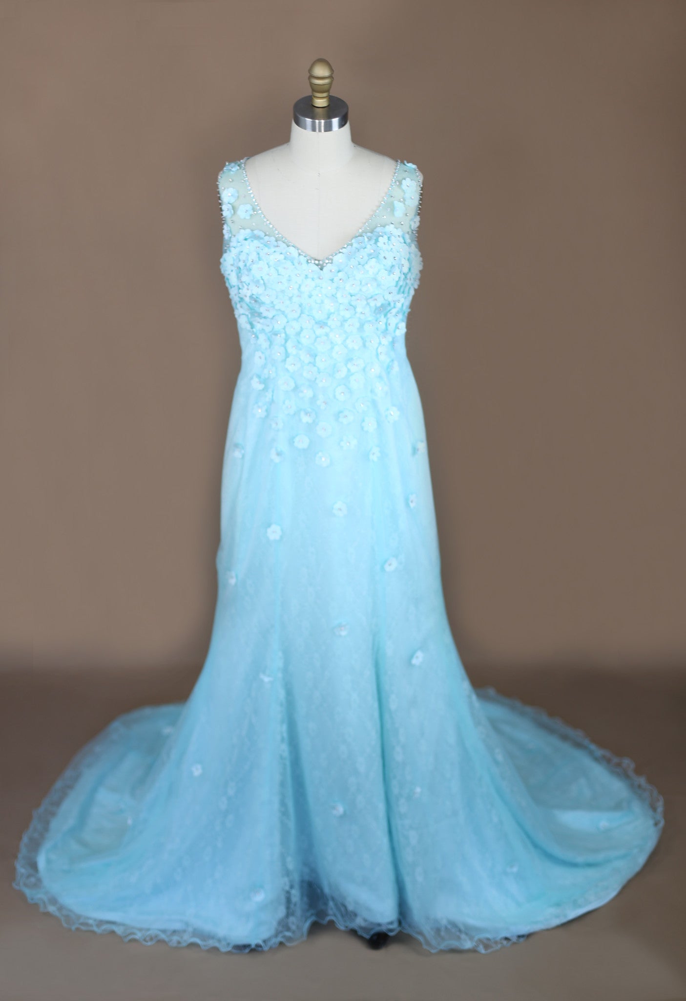 Aqua Mermaid Wedding Dress with Illusion Back (#JUDY) - Dream Dresses by P.M.N
 - 8