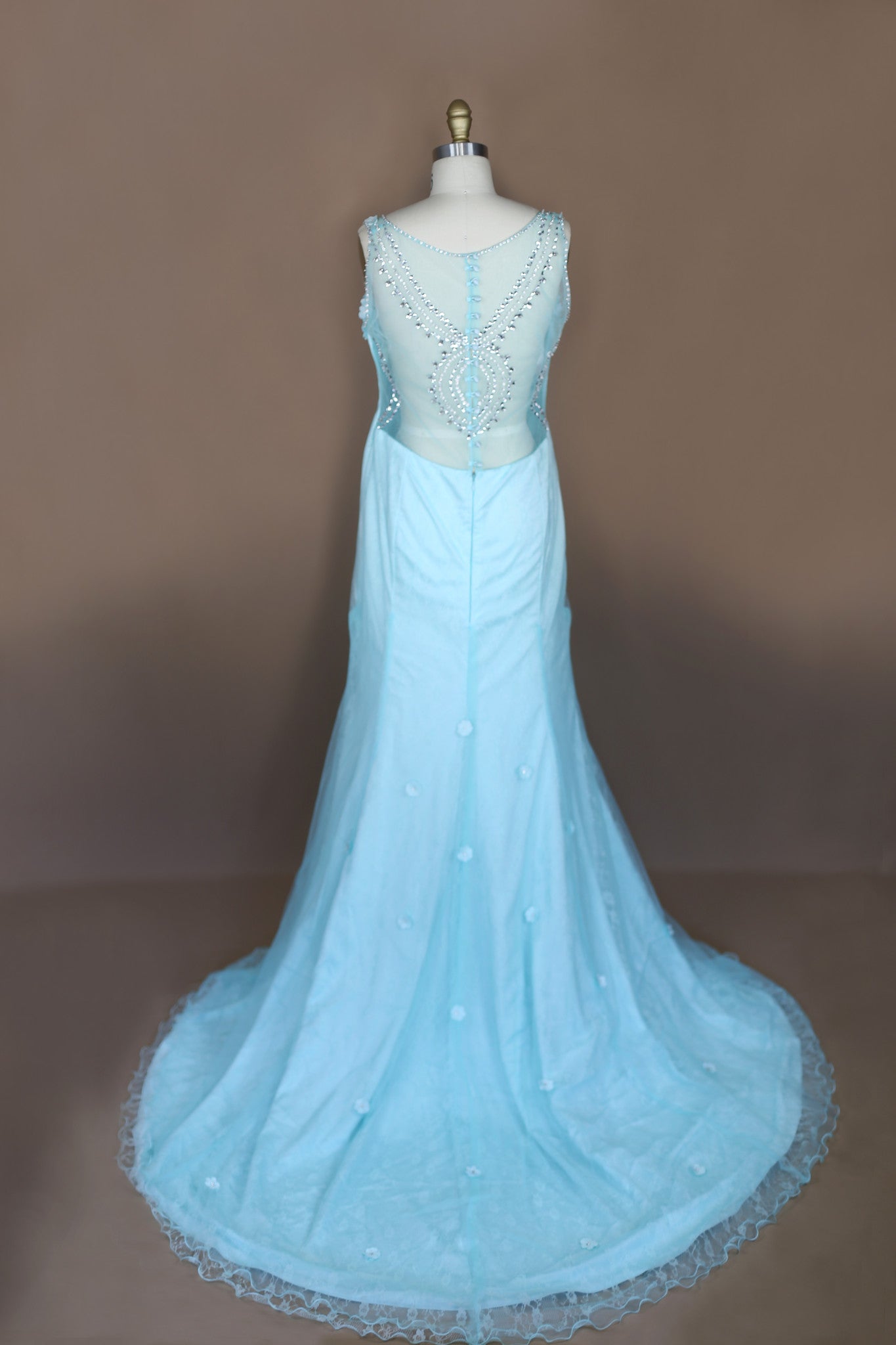 Aqua Mermaid Wedding Dress with Illusion Back (#JUDY) - Dream Dresses by P.M.N
 - 9