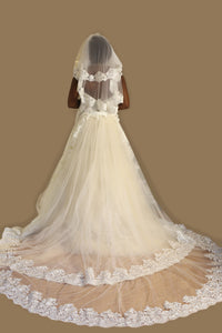 Bridal Detachable Cathedral Train With Two Layers of Lace Appliqué (Style #ANGIE PB153) - Dream Dresses by P.M.N
 - 5