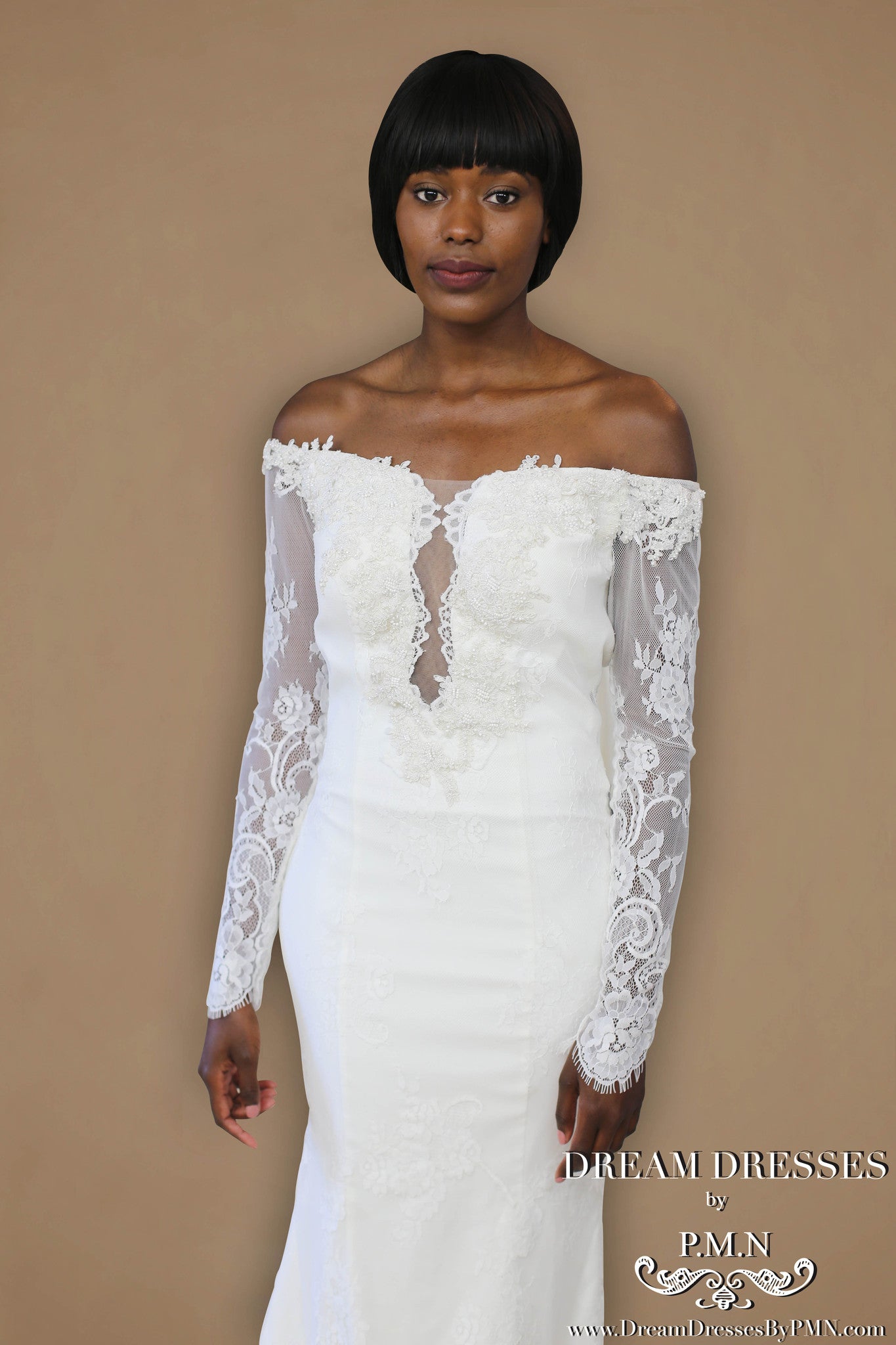Long Sleeve All Over Lace Wedding Dress (Style #PB1934) - Dream Dresses by P.M.N
 - 7