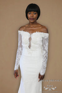 Long Sleeve All Over Lace Wedding Dress (Style #PB1934) - Dream Dresses by P.M.N
 - 7