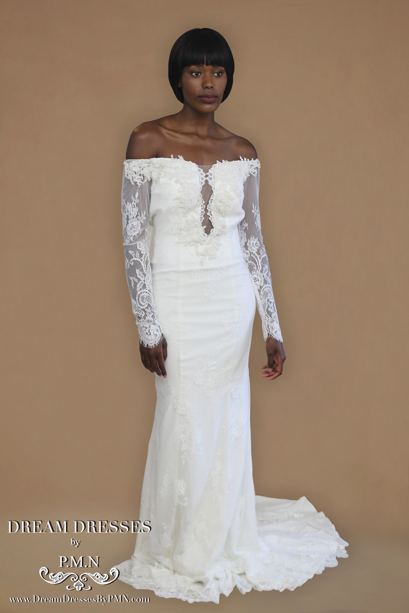 Long Sleeve All Over Lace Wedding Dress (#Anita)