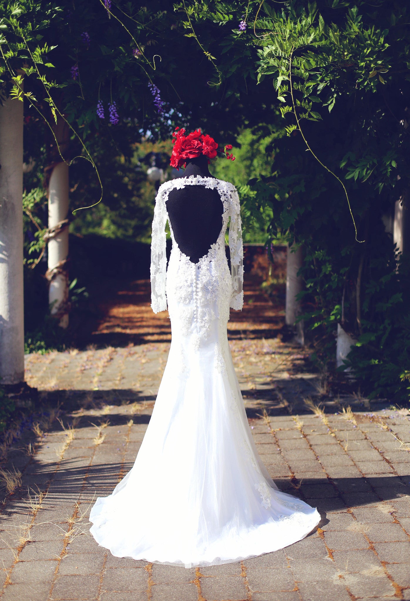 Long Sleeve Wedding Dress with Keyhole Back (# Stacie) - Dream Dresses by P.M.N
 - 12