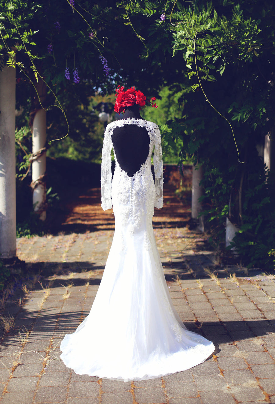 Long Sleeve Wedding Dress with Keyhole Back (# Stacie) - Dream Dresses by P.M.N
 - 12