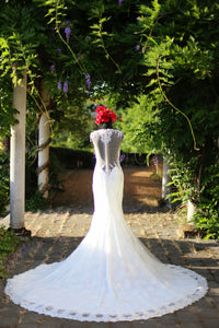 Sheer Back Mermaid Wedding Gown (Style #PB198) - Dream Dresses by P.M.N
 - 7