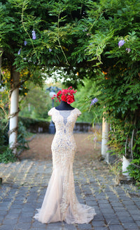 Beaded Lace Gold Dress With Swarovski Crystals (#Jacqueline) - Dream Dresses by P.M.N
 - 3