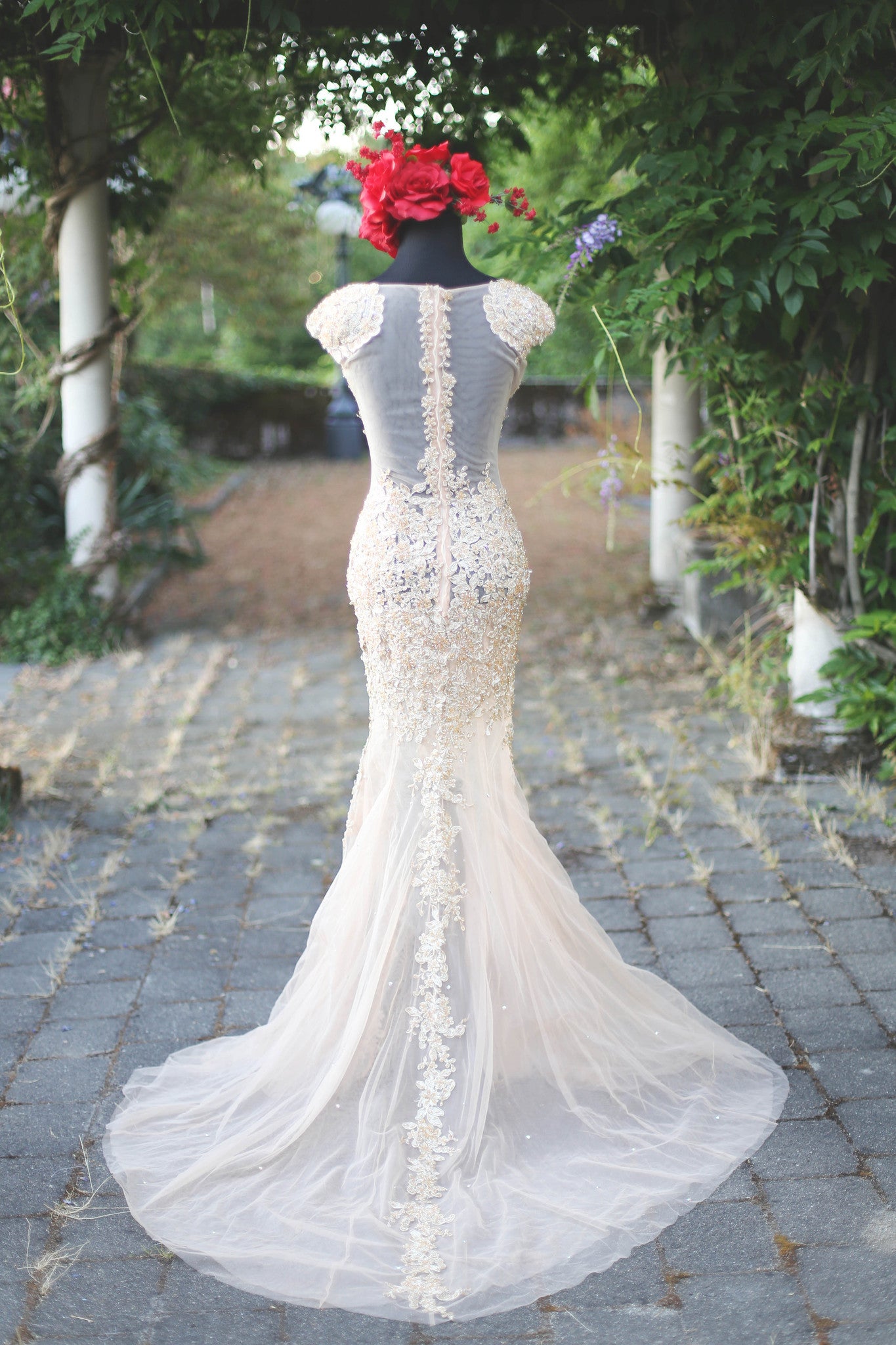 Beaded Lace Gold Dress With Swarovski Crystals (#Jacqueline) - Dream Dresses by P.M.N
 - 6