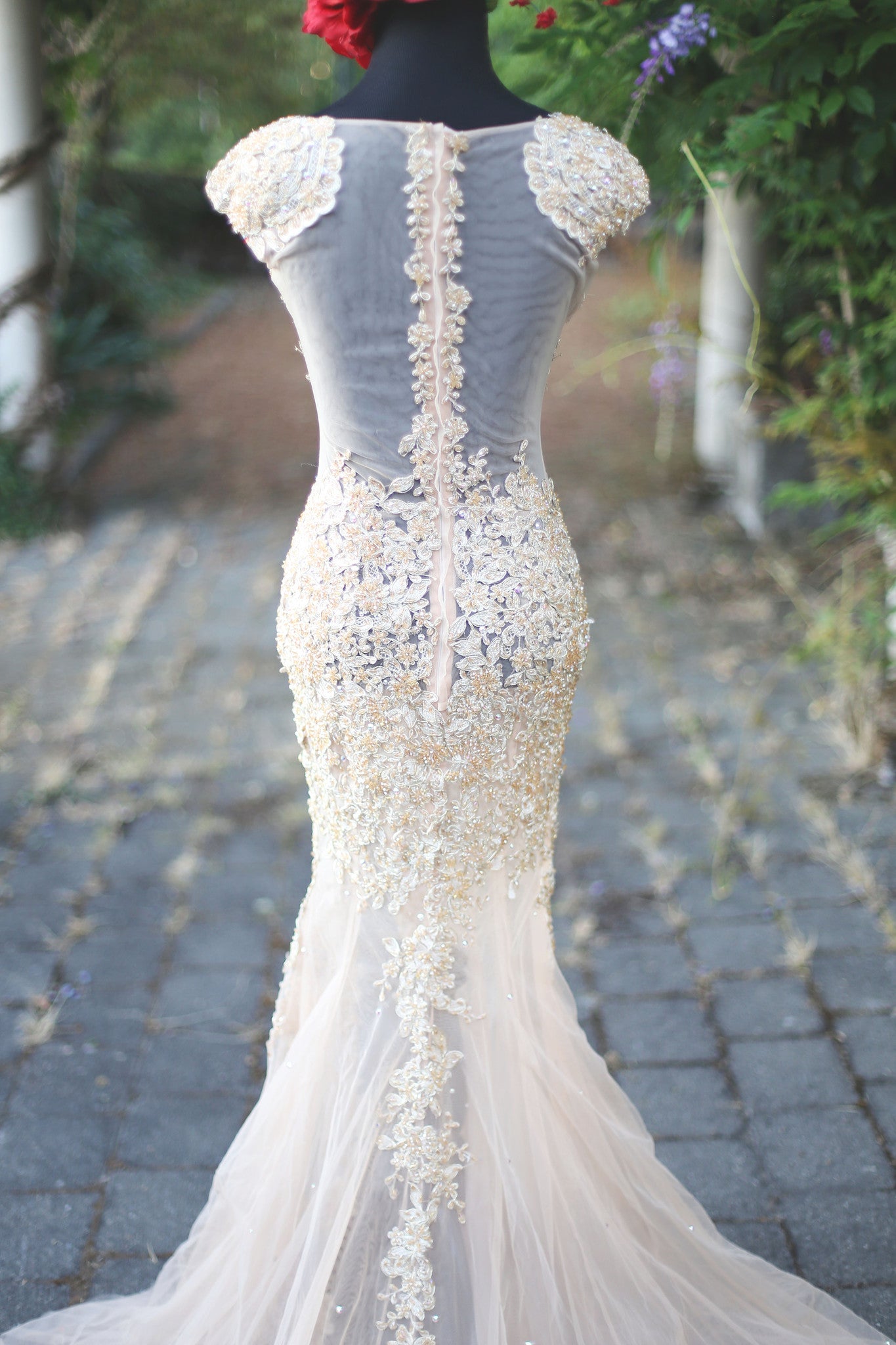 Beaded Lace Gold Dress With Swarovski Crystals (#Jacqueline) - Dream Dresses by P.M.N
 - 7