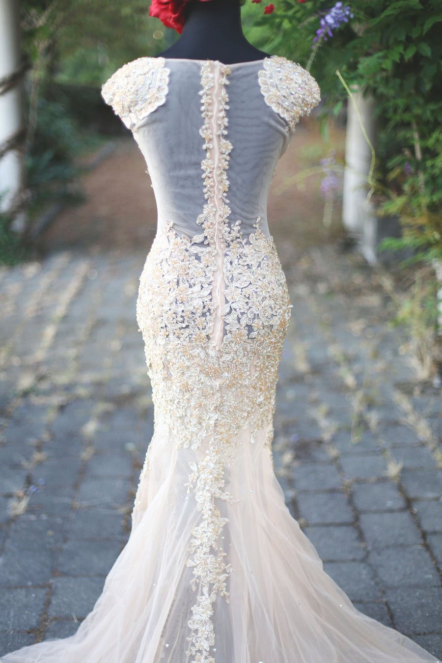 Beaded Lace Gold Dress With Swarovski Crystals (#Jacqueline) - Dream Dresses by P.M.N
 - 7