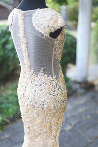 Beaded Lace Gold Dress With Swarovski Crystals (#Jacqueline) - Dream Dresses by P.M.N
 - 8