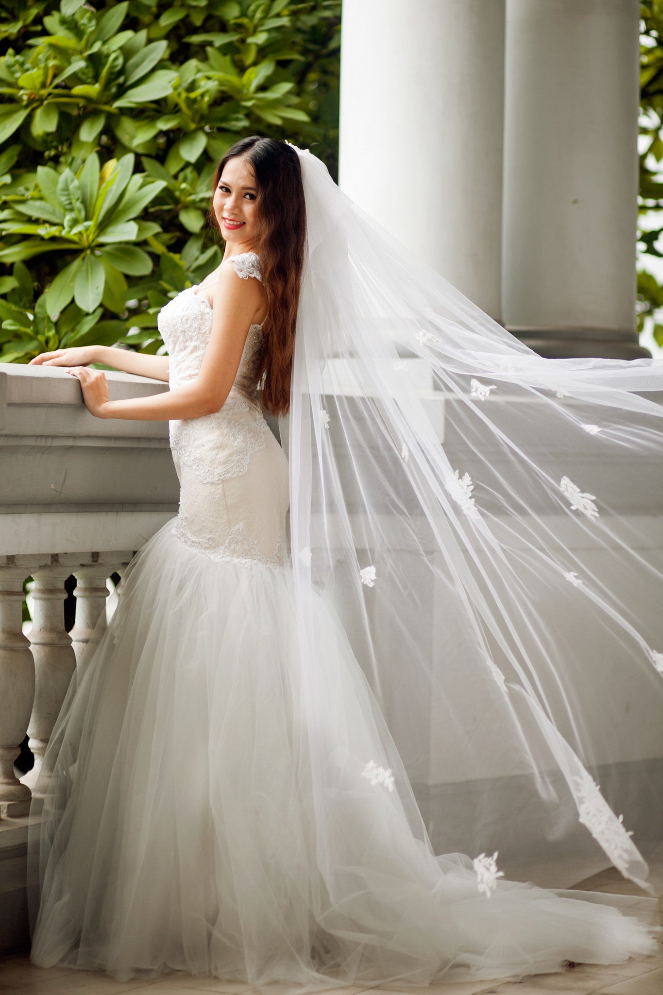 SAMPLE SALE / Lace Trumpet Wedding Gown with Beaded Straps (#PB067) - Dream Dresses by P.M.N
 - 7