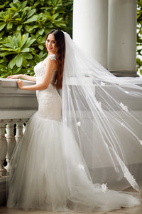 SAMPLE SALE / Lace Trumpet Wedding Gown with Beaded Straps (#PB067) - Dream Dresses by P.M.N
 - 7